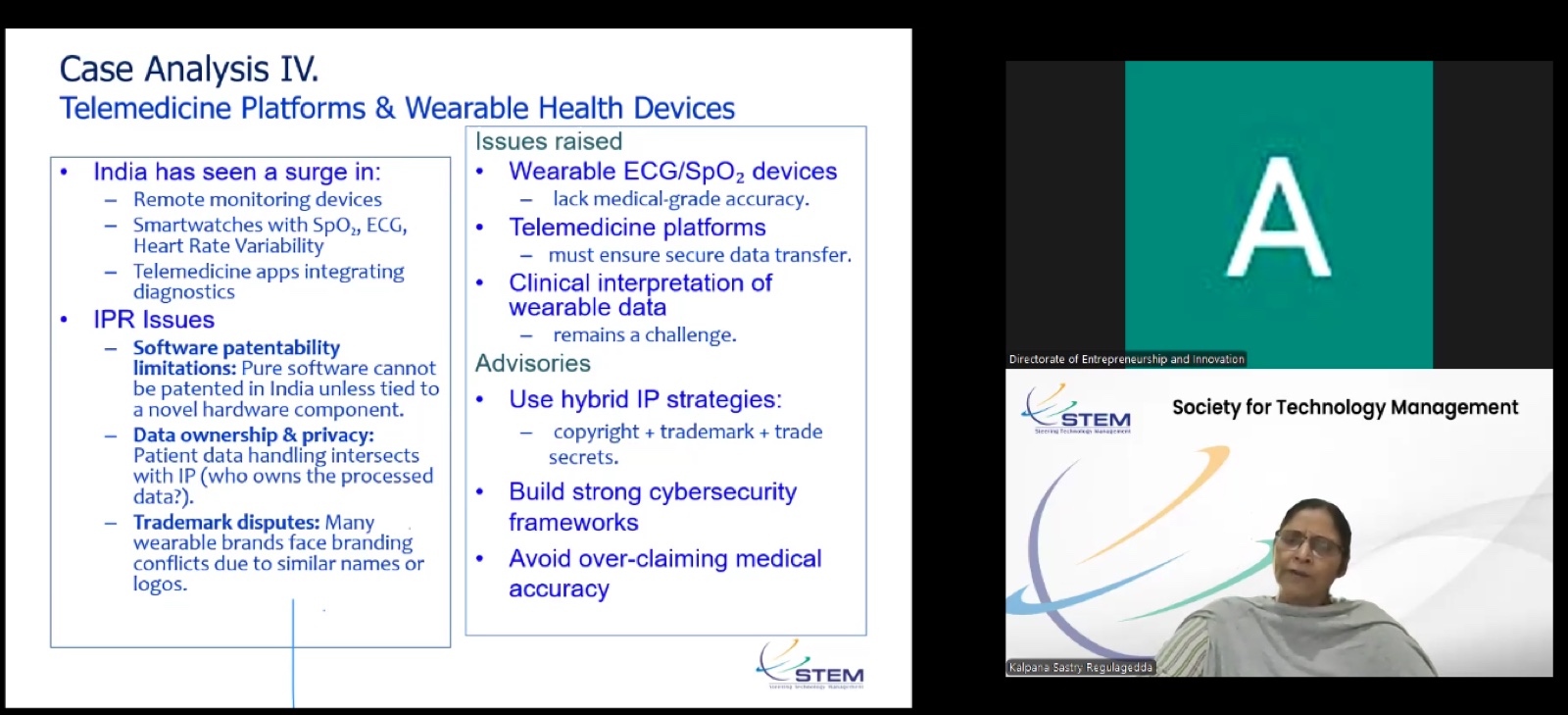 Case analysis on telemedicine platforms and wearable health devices during the IPR webinar