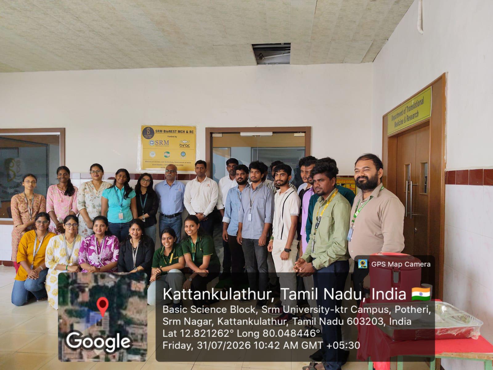 Participants and organizers of the Protein Purification and Gel Dock System workshop at SRM BioNEST MCH and RC